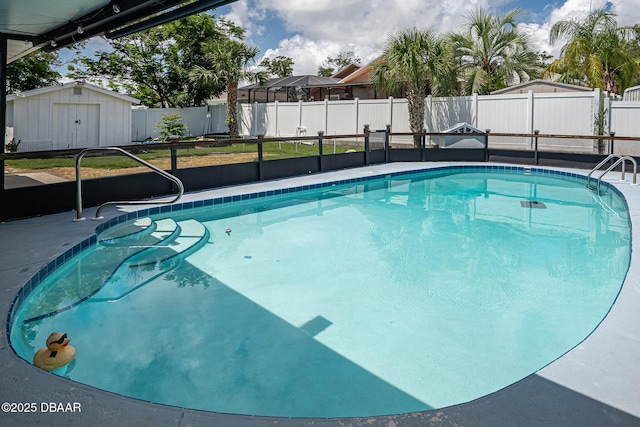 792 N Beach St, Ormond Beach, FL 32174 - view of pool with a shed and a fenced backyard