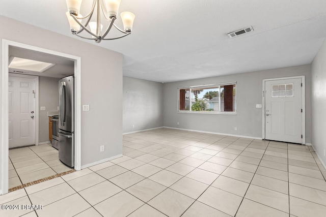 interior space with a chandelier