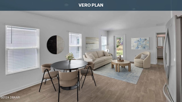 living room featuring light hardwood / wood-style floors