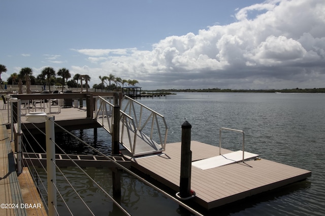 dock area featuring a water view