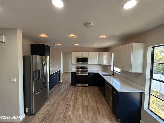 kitchen featuring sink, a wealth of natural light, stainless steel appliances, and white cabinets