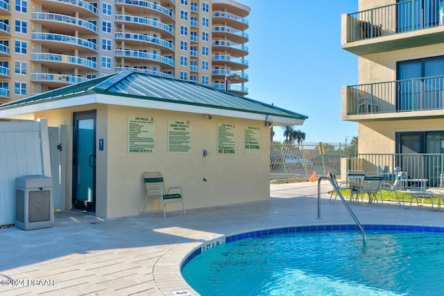 view of pool featuring a patio area