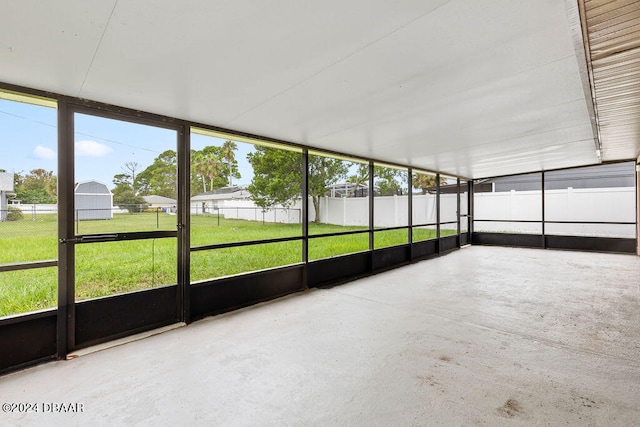 view of unfurnished sunroom