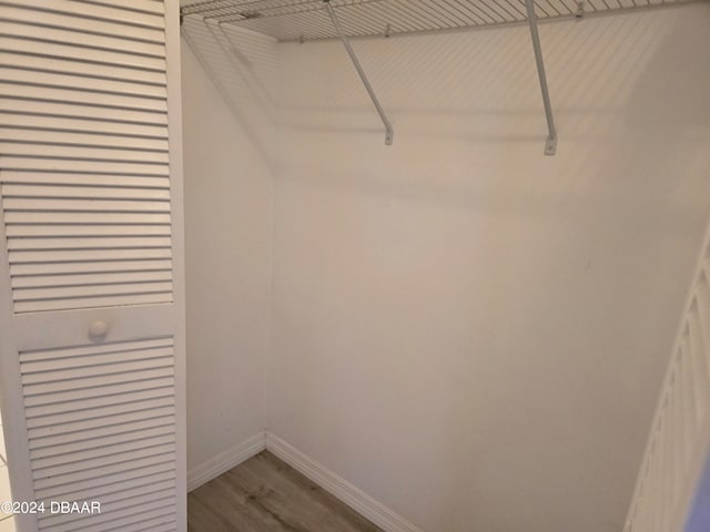 walk in closet with hardwood / wood-style floors