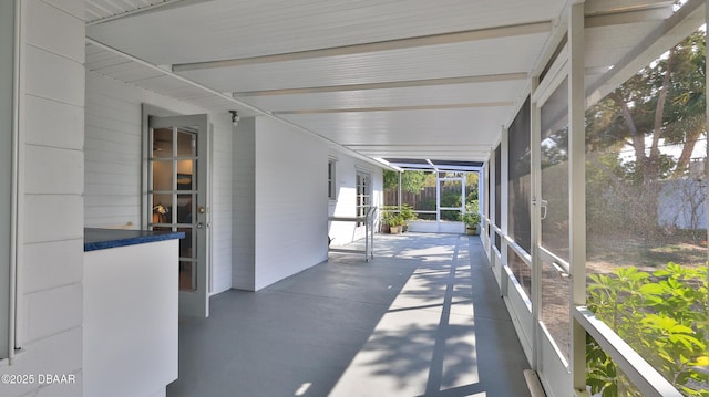 view of unfurnished sunroom