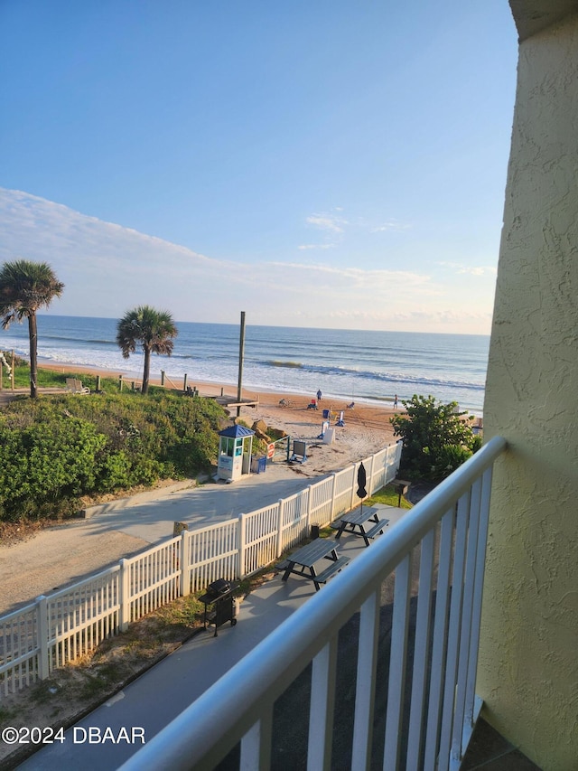 view of water feature featuring a view of the beach