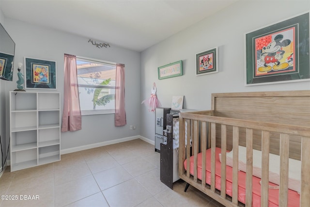 tiled bedroom with baseboards