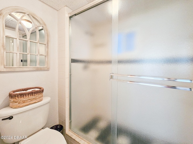 bathroom featuring toilet and walk in shower