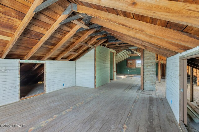 view of unfinished attic