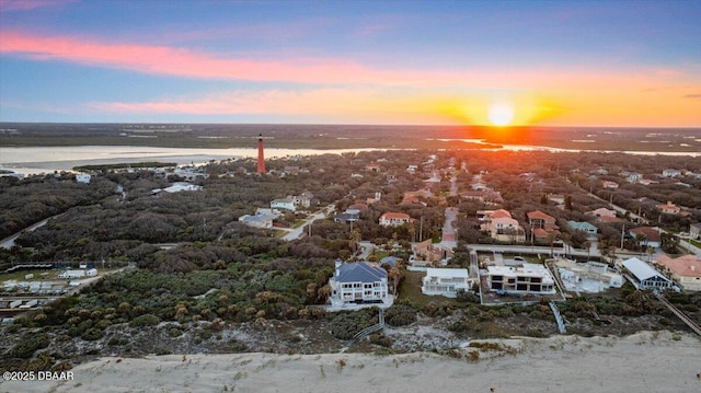 view of aerial view at dusk