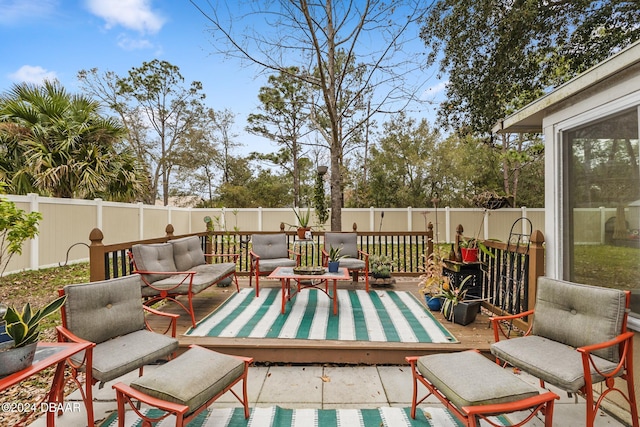 10 Pine Brook Dr, Palm Coast, FL 32164 - wooden terrace featuring an outdoor living space