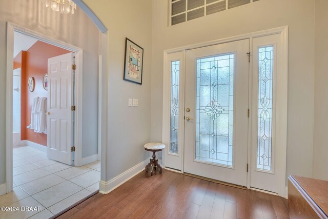 foyer with light hardwood / wood-style flooring