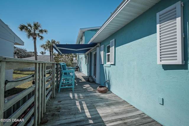 view of home's exterior with a deck