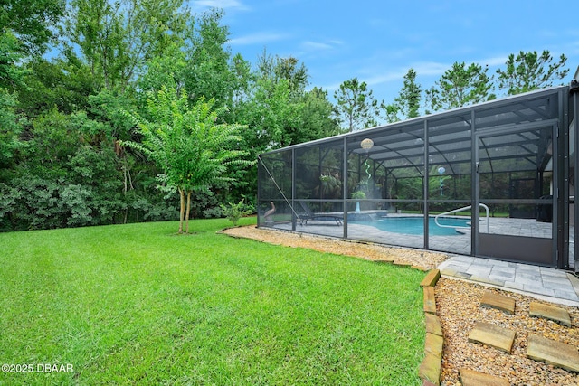 118 Bird Of Paradise Dr, Palm Coast, FL 32137 - view of green lawn featuring an outdoor pool and a patio