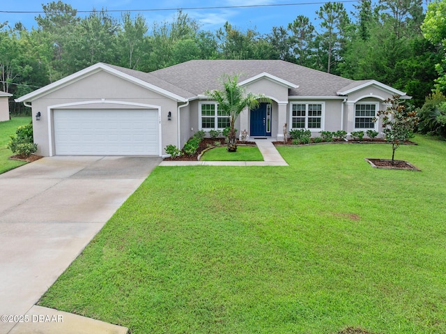 118 Bird Of Paradise Dr, Palm Coast, FL 32137 - single story home with concrete driveway, a garage, a front lawn, stucco siding, and roof with shingles