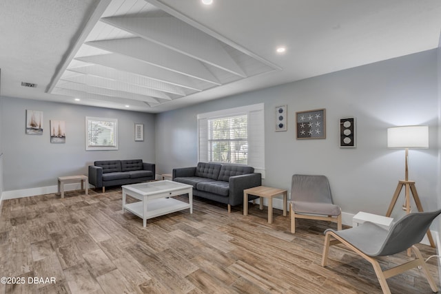 living room featuring light hardwood / wood-style floors