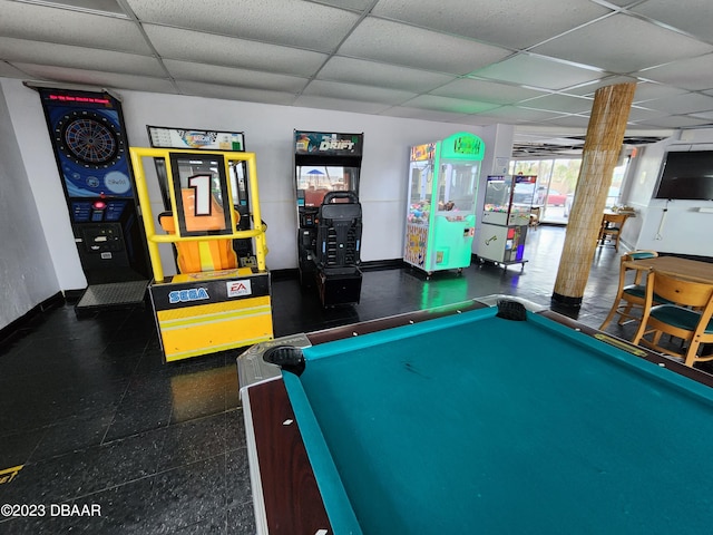 1233 S Atlantic Ave Unit 211, Daytona Beach, FL 32118 - recreation room with a drop ceiling and pool table