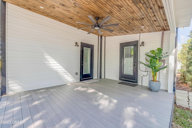 182 Howes St, Oak Hill, FL 32759 - wooden deck with ceiling fan
