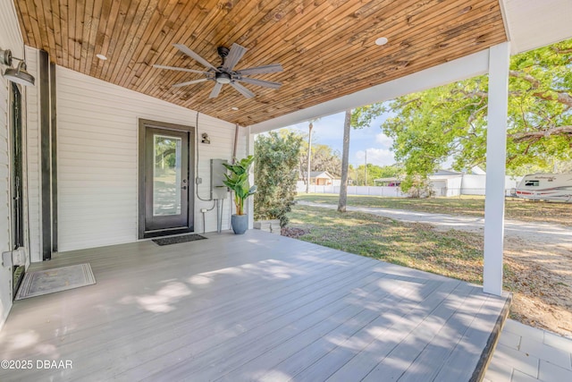 182 Howes St, Oak Hill, FL 32759 - view of patio / terrace featuring a ceiling fan and fence