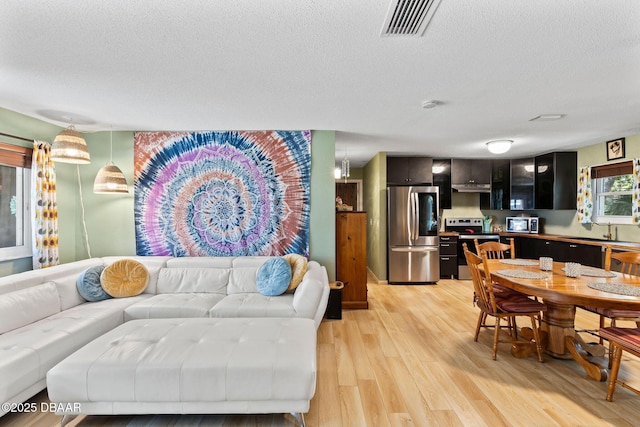 292 Fir St, Ormond Beach, FL 32174 - living room with a textured ceiling and light wood finished floors