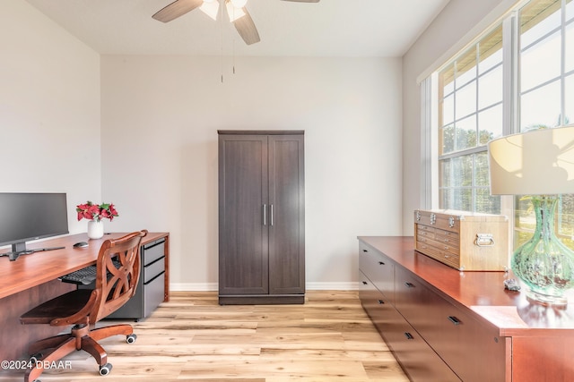 office space with light hardwood / wood-style flooring