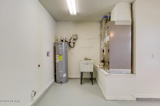 utility room with water heater and heating unit