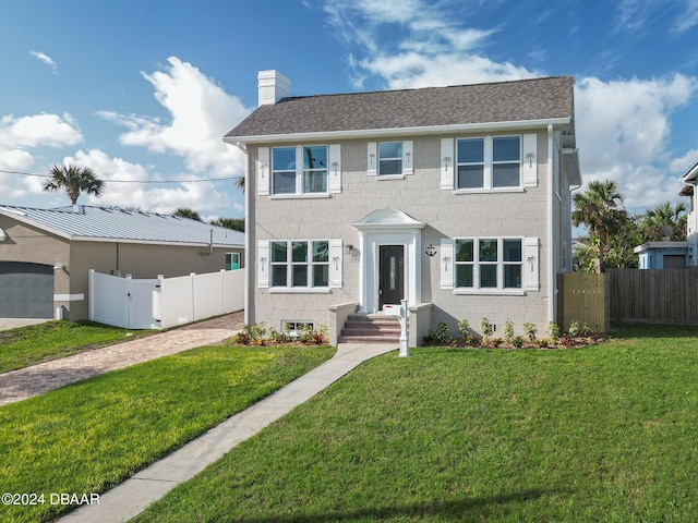 view of front facade with a front yard