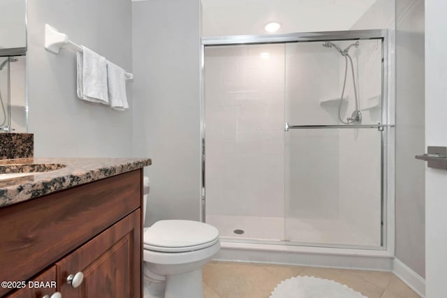 3315 S Atlantic Ave Unit 1606, Daytona Beach Shores, FL 32118 - full bathroom featuring a shower stall, vanity, and tile patterned flooring