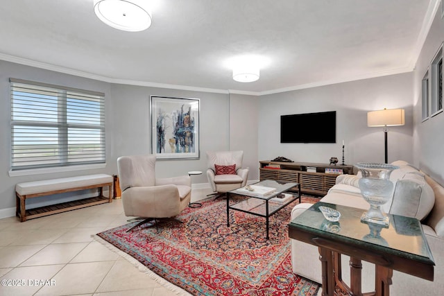 3315 S Atlantic Ave Unit 1606, Daytona Beach Shores, FL 32118 - living room featuring crown molding and tile patterned floors