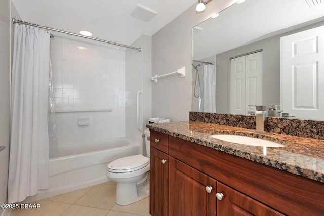 3315 S Atlantic Ave Unit 1606, Daytona Beach Shores, FL 32118 - bathroom with tile patterned floors, shower / bath combination with curtain, and vanity