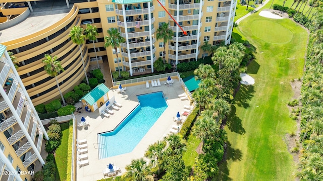 4650 Links Village Dr Unit C402, Ponce Inlet, FL 32127 - aerial view of a pool area and apartment complex / building