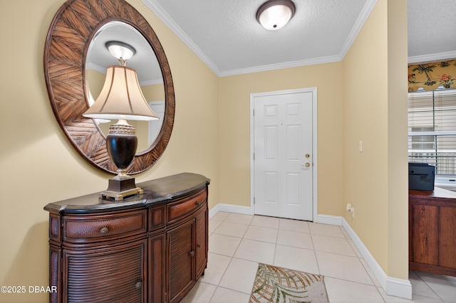 4650 Links Village Dr Unit C402, Ponce Inlet, FL 32127 - entrance foyer with a textured ceiling, light tile patterned floors, and ornamental molding