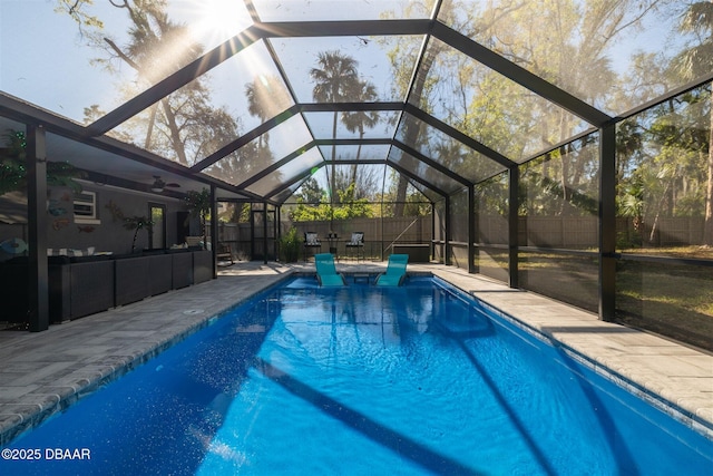 view of pool featuring a fenced in pool, a patio, and a fenced backyard