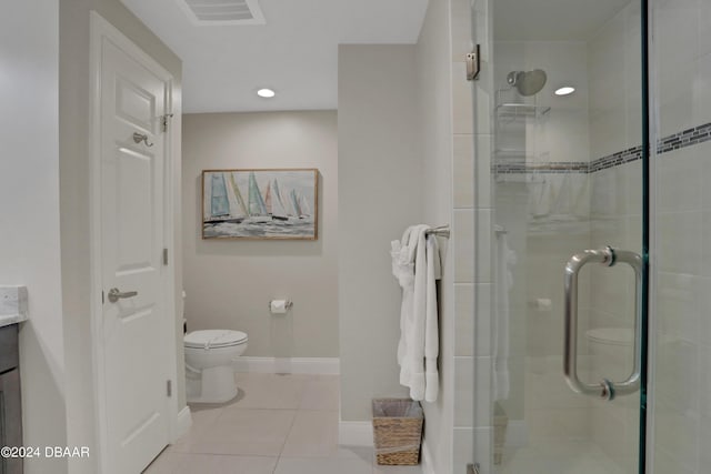 3721 S Atlantic Ave Unit 207, Daytona Beach Shores, FL 32118 - bathroom featuring vanity, a stall shower, tile patterned floors, and recessed lighting