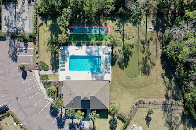 63 Park Place Cir, Palm Coast, FL 32164 - bird's eye view of a pool area