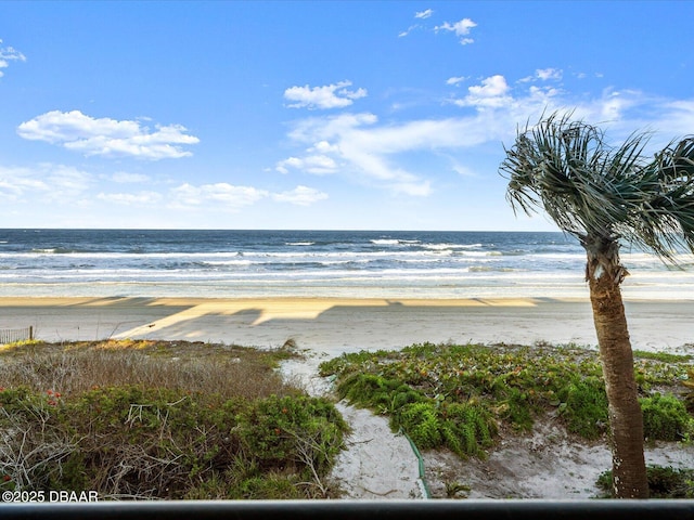 view of water feature with a view of the beach