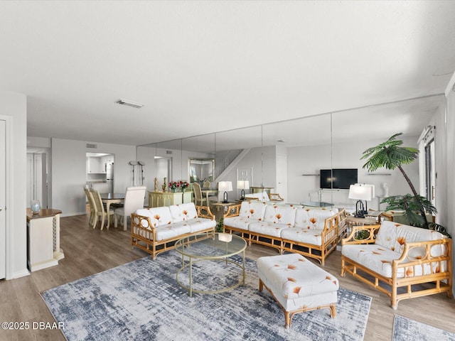 living room featuring hardwood / wood-style floors