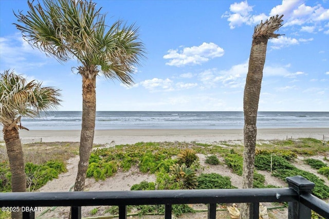 view of water feature featuring a beach view