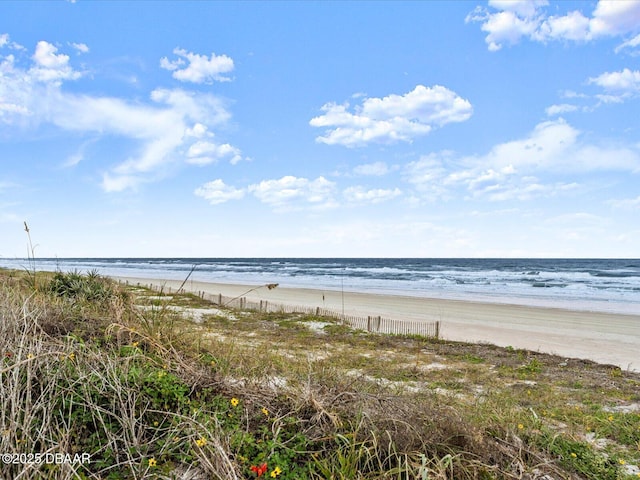 property view of water featuring a view of the beach