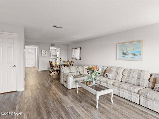 living room featuring wood-type flooring