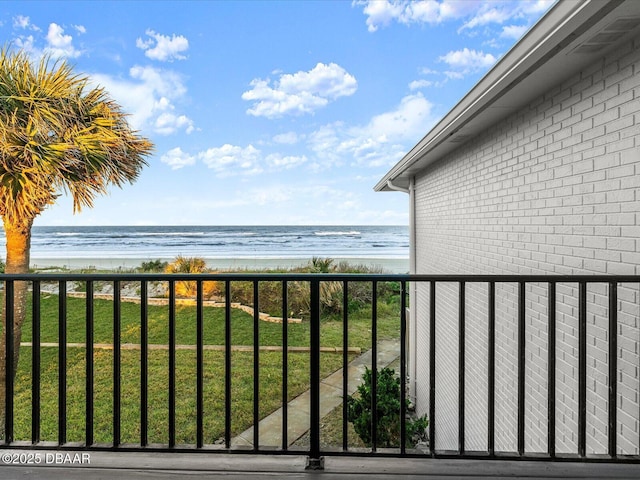 view of water feature with a view of the beach