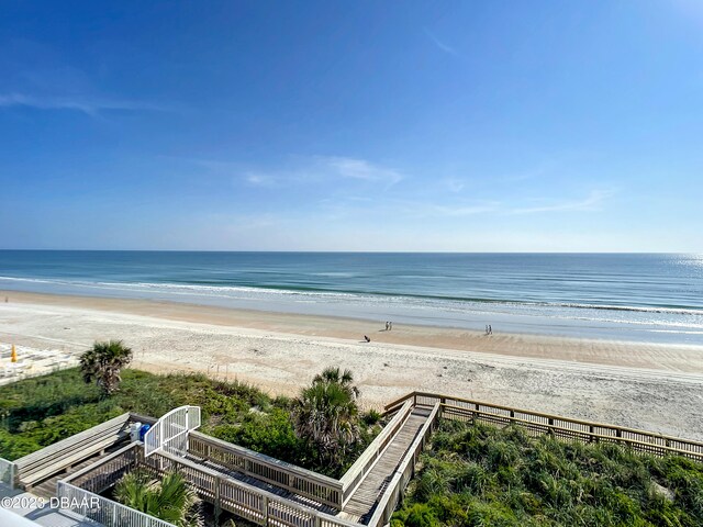 view of water feature with a view of the beach