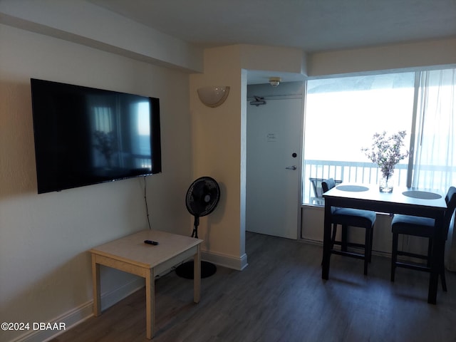 living room featuring dark hardwood / wood-style flooring