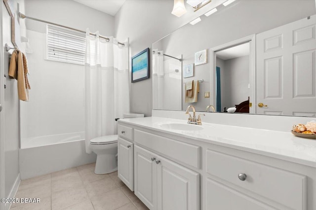 3356 Newbliss Cir, Ormond Beach, FL 32174 - full bathroom with tile patterned floors, vanity, toilet, and shower / tub combo with curtain
