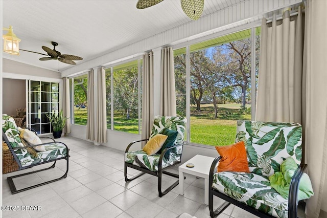 3356 Newbliss Cir, Ormond Beach, FL 32174 - sunroom featuring a ceiling fan