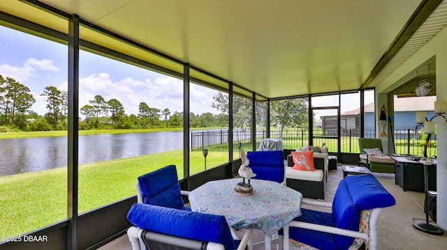 551 Armoyan Way, New Smyrna Beach, FL 32168 - sunroom / solarium with outdoor lounge area, a water view, and view of scattered trees