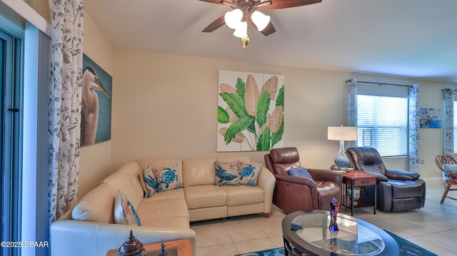 551 Armoyan Way, New Smyrna Beach, FL 32168 - tiled living area featuring ceiling fan