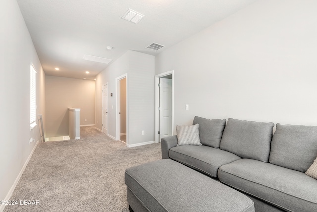 living room with light carpet