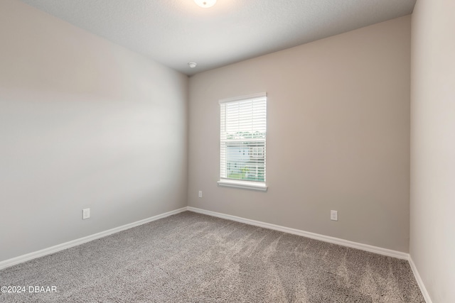 empty room with a textured ceiling and carpet floors