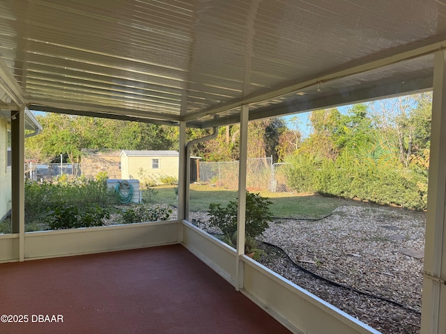 view of unfurnished sunroom